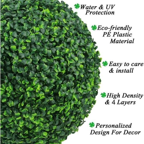 2PCS 15.7inch 4Layers Artificial Plant Topiary Ball Faux Boxwood Decorative Ball - Picture 3 of 6